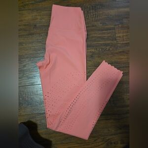 Offline By Aerie Perforated Scalloped Hem Coral Leggings